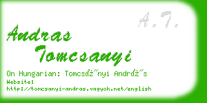 andras tomcsanyi business card